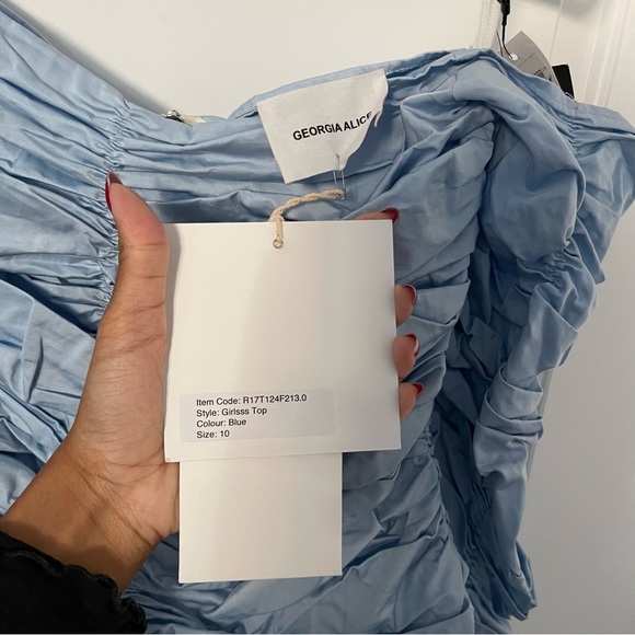 GEORGIA ALICE RUCHED BLUE TOP - Picture 4 of 11